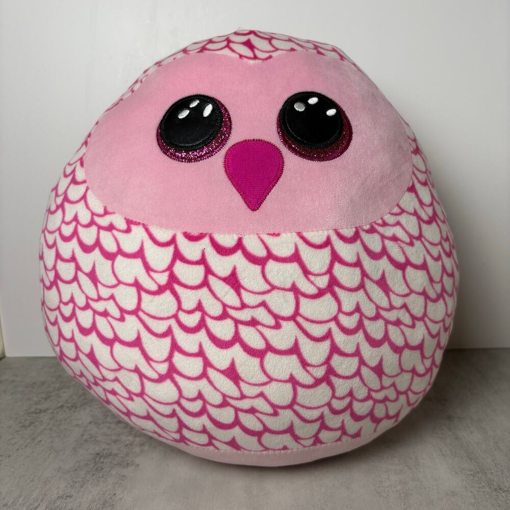 Ty Squish-A-Boo "Pinky" the Pink Owl Pillow Plush Toy Large